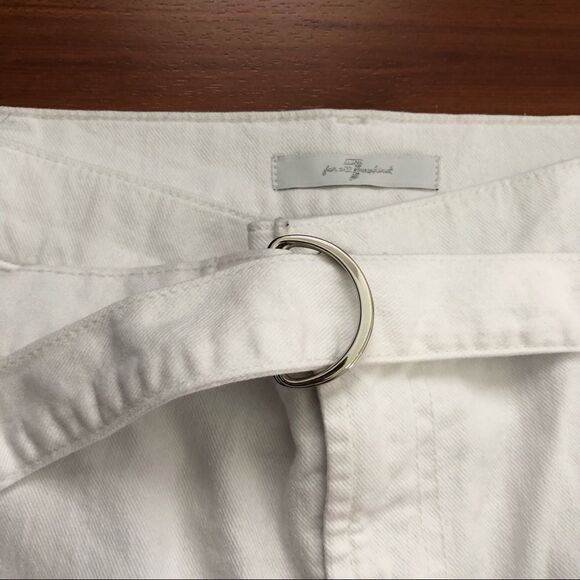 7FAM High Rise Paperbag Optic White Straight Leg Jeans NWOT - Picture 9 of 16